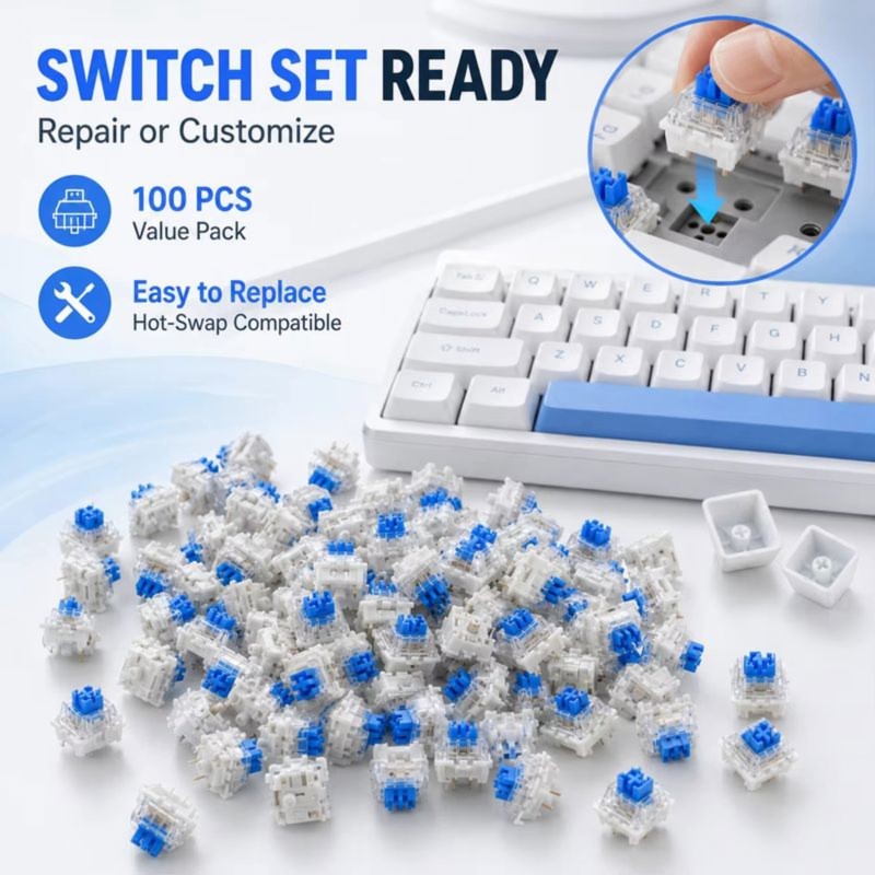 Keyboard Gaming Blue Switch - DT21 100개 DIY 기계식 키보드 스위치,