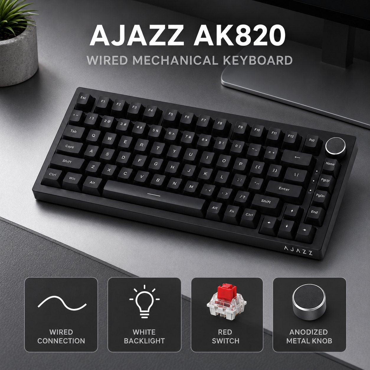 AJAZZ AK820 및 AK820PRO 기계식 게이밍 - Gaming Keyboard Hot Swappable 리뷰 및 가격